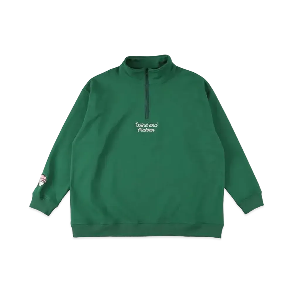 WIND AND SEA x MALBON HALF ZIP SWEAT "Green"