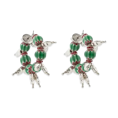 DRIES VAN NOTEN Women's Earrings With Beads "Green"