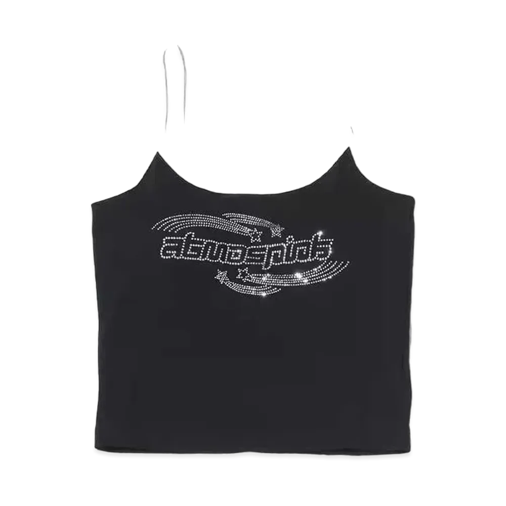 atmos pink Rhinestone Logo Camisole "Black"