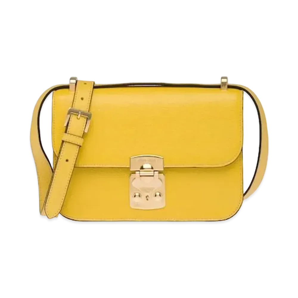 MIU MIU Madras Leather Shoulder Bag "Sunny Yellow"