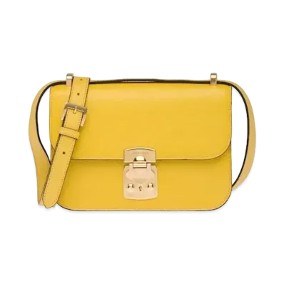 MIU MIU Madras Leather Shoulder Bag "Sunny Yellow"