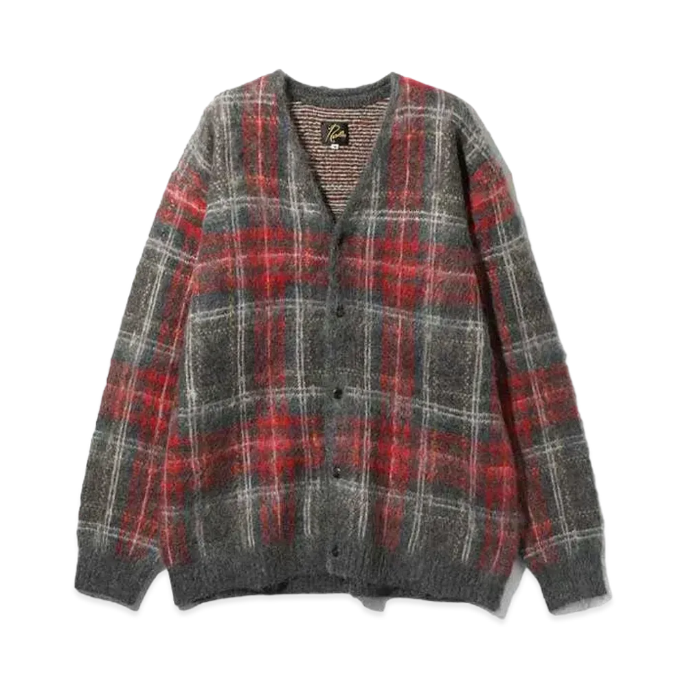 Needles Mohair Cardigan - Plaid "Red"