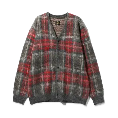 Needles Mohair Cardigan - Plaid "Red"