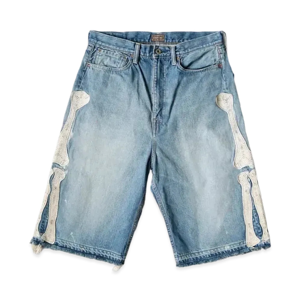KAPITAL 14OZ DENIM 5P SHORT PANTS (BOUND EMBROIDERY) "Indigo"