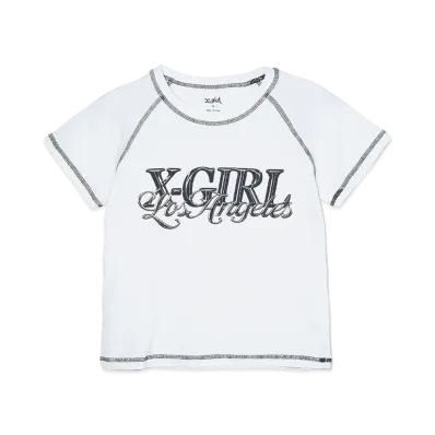 X-Girl Chrome Effect Logo Raglan S/S Baby Tee "White"