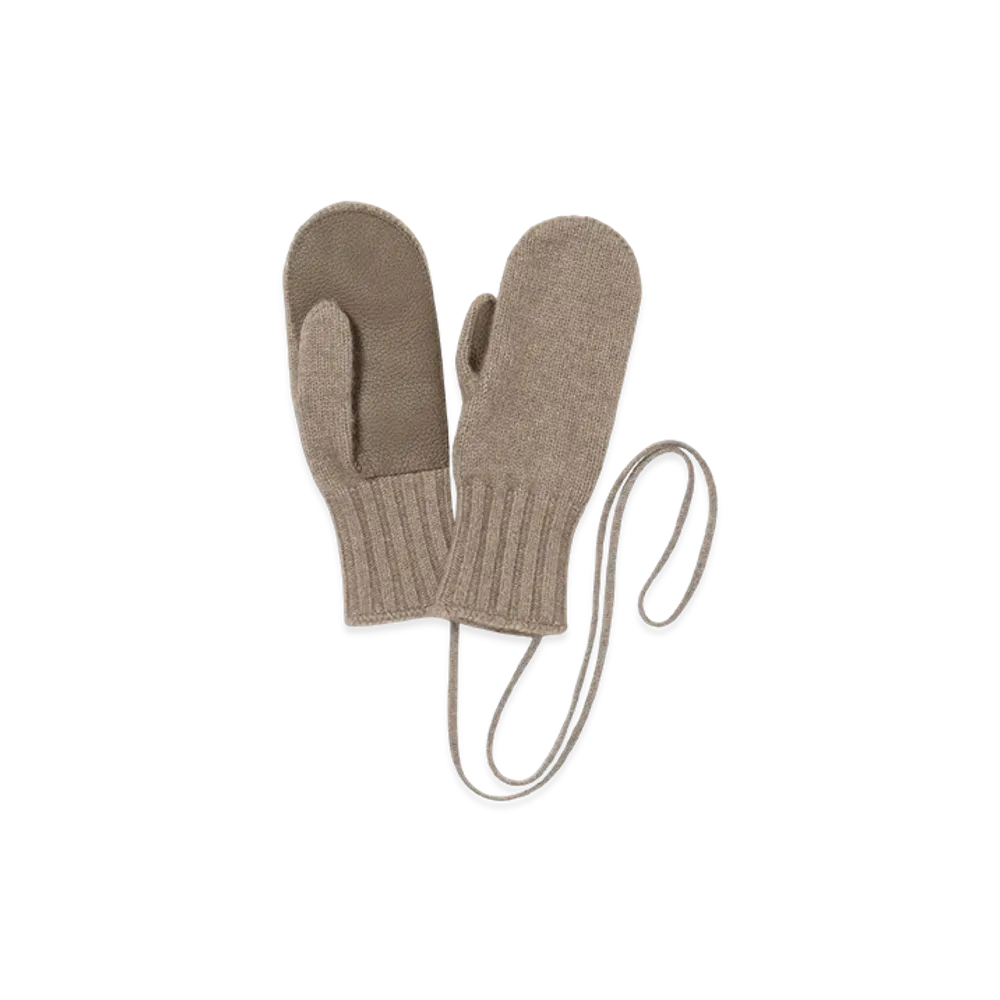 AURALEE Baby Cashmere Knit Mittens "Natural Brown"