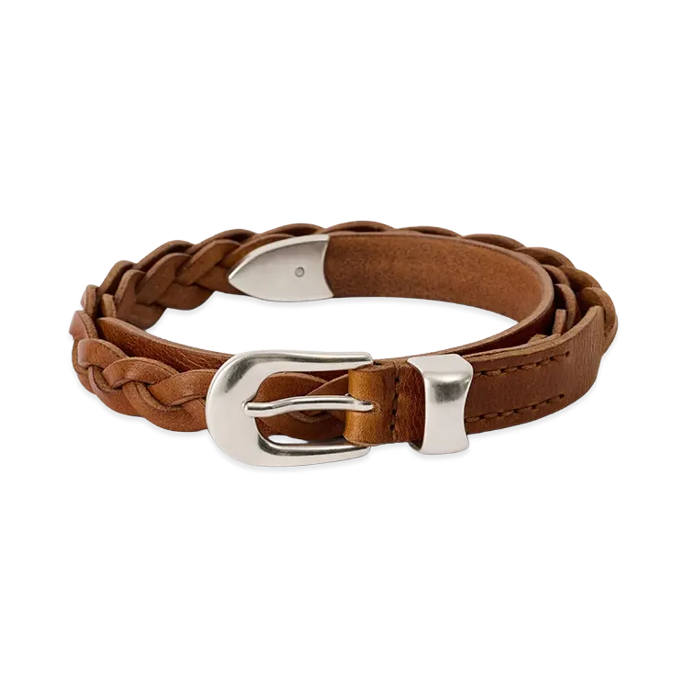 OUR LEGACY 2 CM Braided Belt "Cognac Leather"
