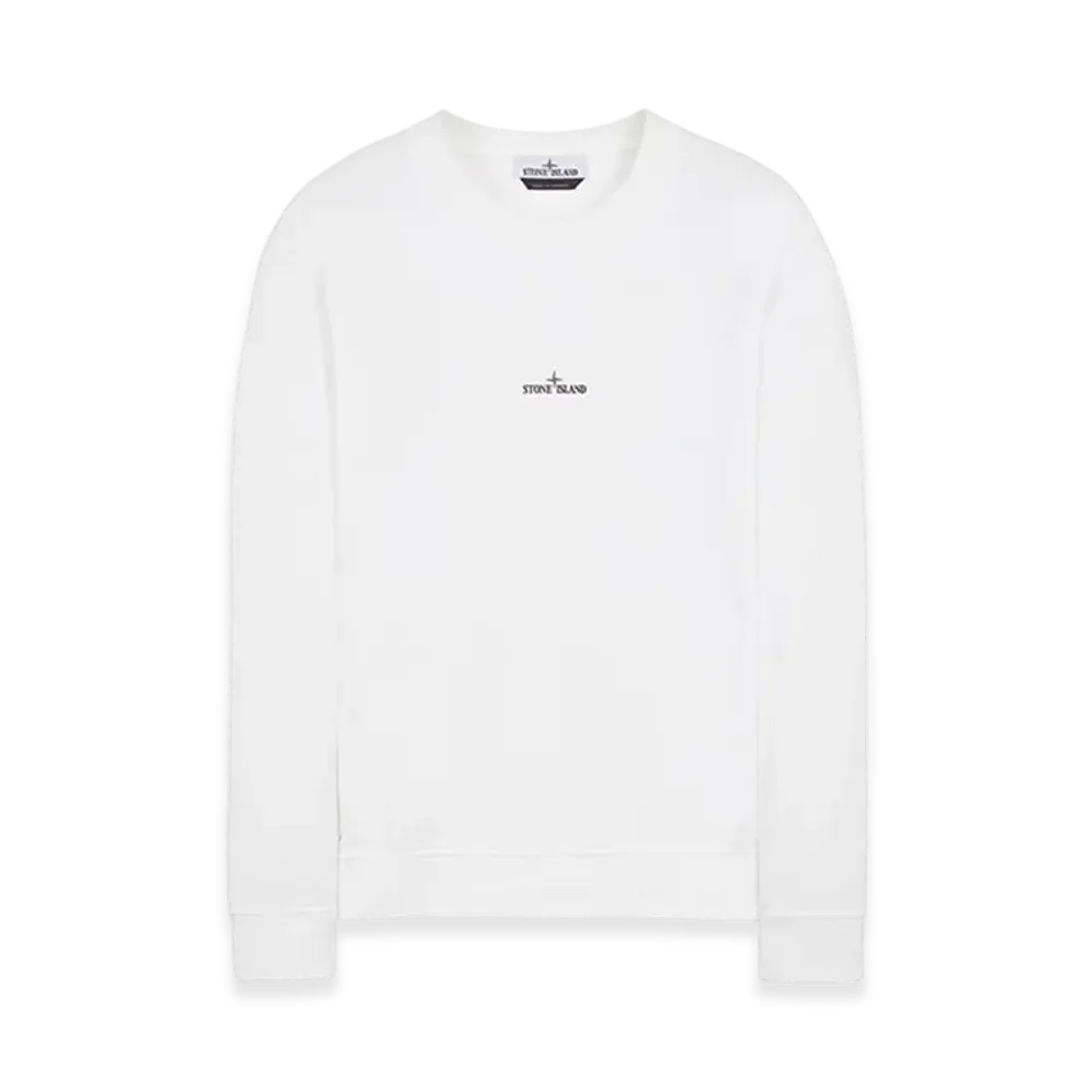 Stone Island 66563 Tape Five Print Brushed Cotton Fleece Crewneck Sweatshirt - 23FW "White"