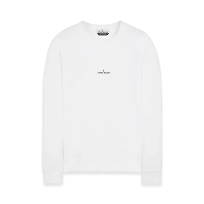 Stone Island 66563 Tape Five Print Brushed Cotton Fleece Crewneck Sweatshirt - 23FW "White"