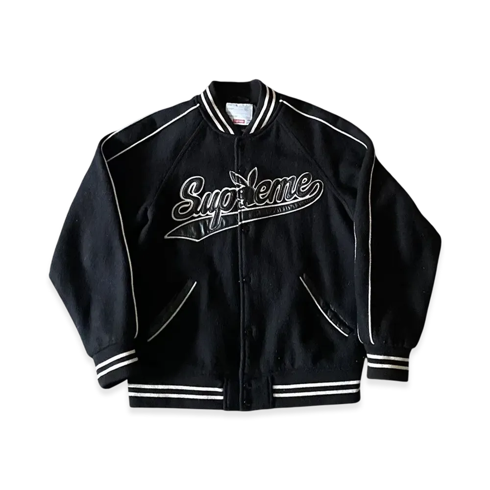 Supreme x Playboy Wool Varsity Jacket (17FW) "Black"