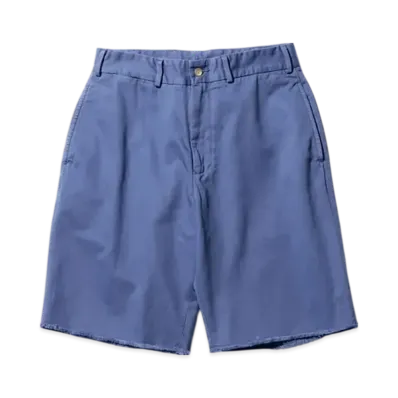 BEAMS Plain Front Shorts Cut Off Twill Garment Dye "Blue"