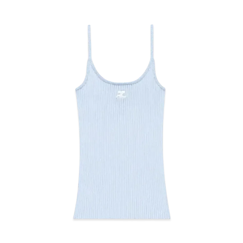 Courreges Reedition Rib Knit Tank Top "Sky"