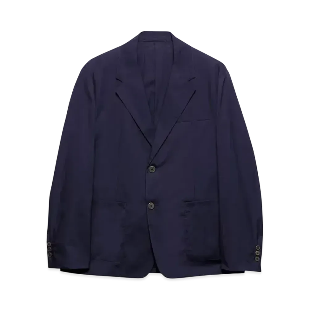 PRADA Men's Single-Breasted Cotton Blend Jacket "Navy"