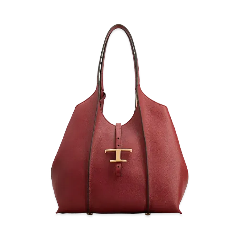TOD'S T Timeles Leather Shopping Bag Small "Red"