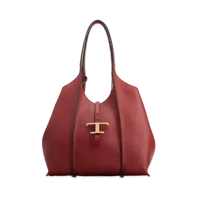 TOD'S T Timeles Leather Shopping Bag Small "Red"