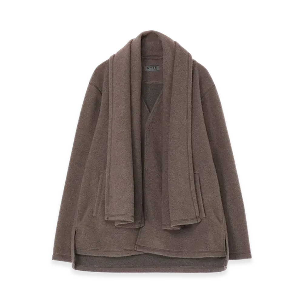 S'YTE Pe/W Sliver Jersey Stole V-Neck Cardigan "Gray"
