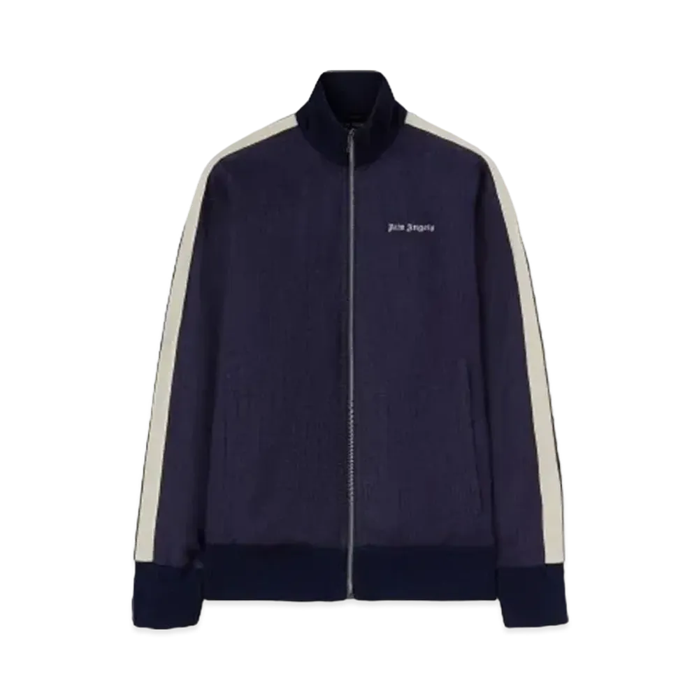 PALM ANGELS Logo Linen Track Jacket "Navy Blue "