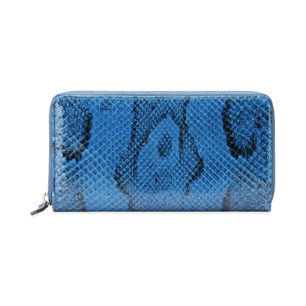 GUCCI Python Zip Around Wallet "Dark Blue"