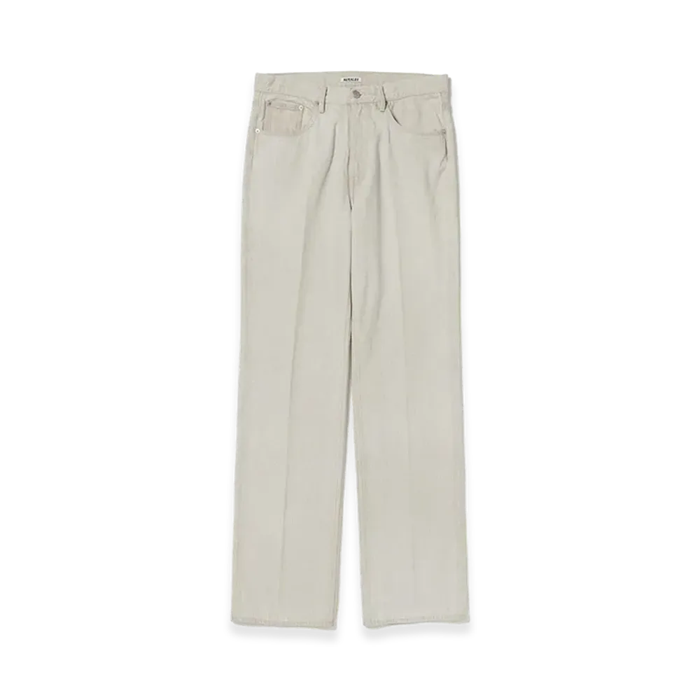 AURALEE Faded Hard Twist Brown Denim 5P Pants "Light Gray"