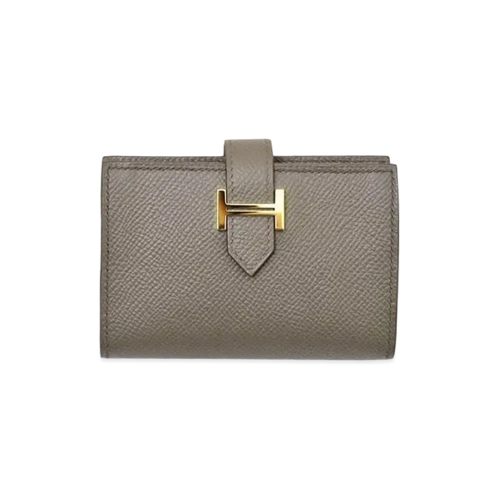 Hermes Epsom leather Bearn Compact Wallet "Etain"