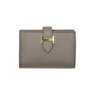 Hermes Epsom leather Bearn Compact Wallet "Etain"