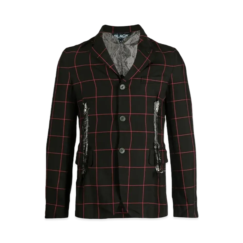 BLACK COMME des GARCONS Check Notched Lapel Jacket "White"