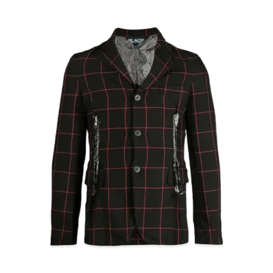 BLACK COMME des GARCONS Check Notched Lapel Jacket "White"