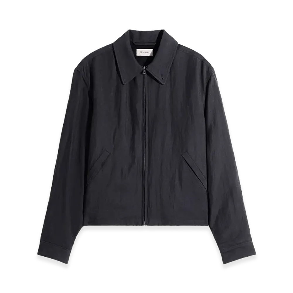 LEMAIRE Viscose Linen Gabardine Short Blouson "Ash Black"