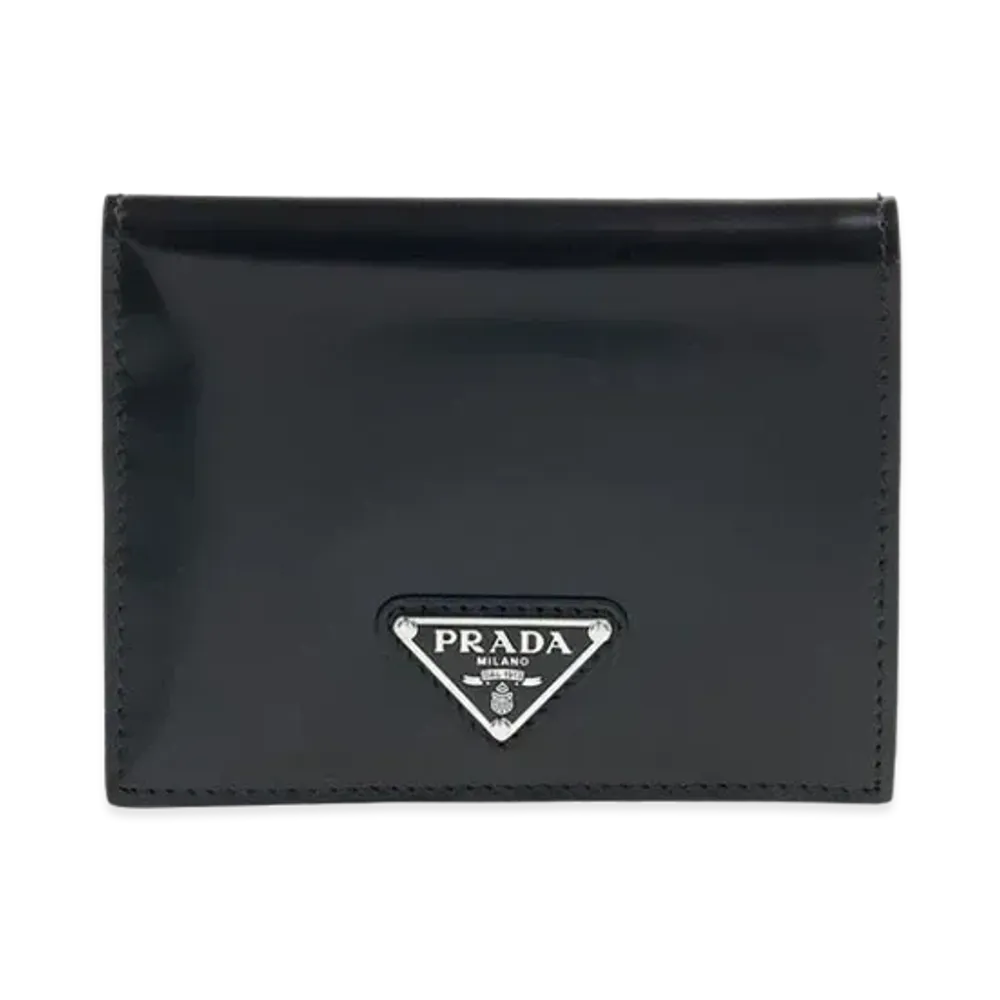 PRADA Brushed Leather Wallet "Black"