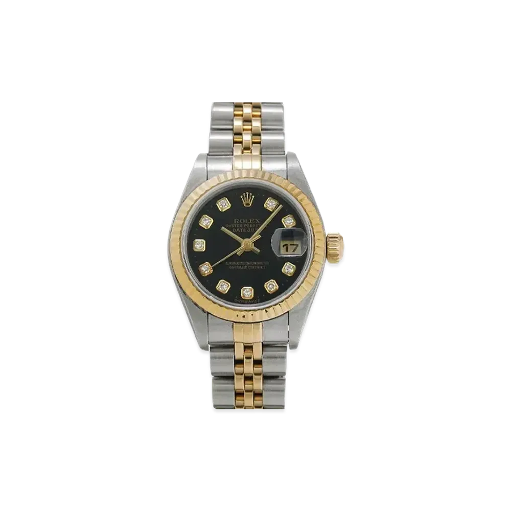 ROLEX Lady-Datejust 10P Diamonds "Black/Stainless Steel/Yellow Gold"