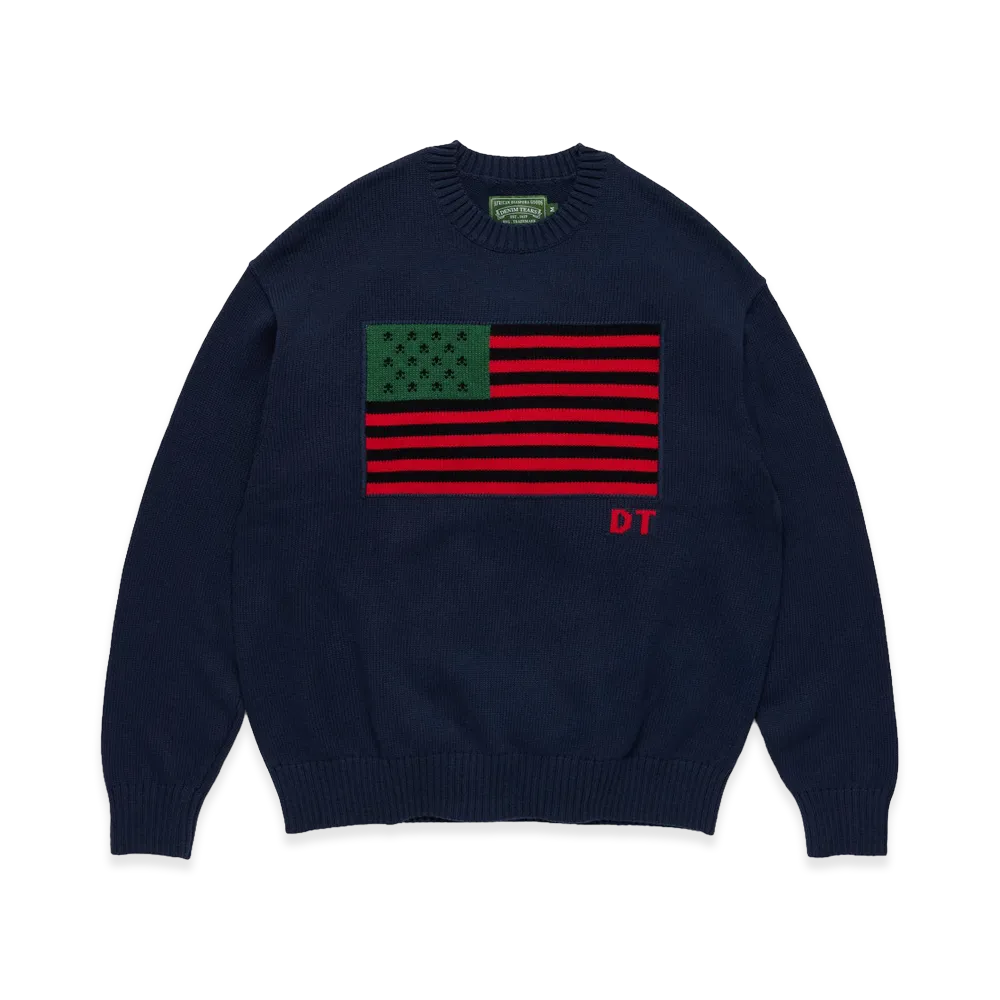DENIM TEARS Pan-African American Pilled Sweater "Navy"