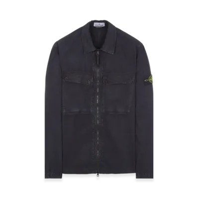 Stone Island 102WN Brushed Organic Cotton Overshirt - 23FW "Navy Blue"