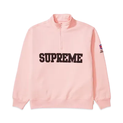 Supreme Shop Flag Half Zip Pullover (London) "Light Pink"