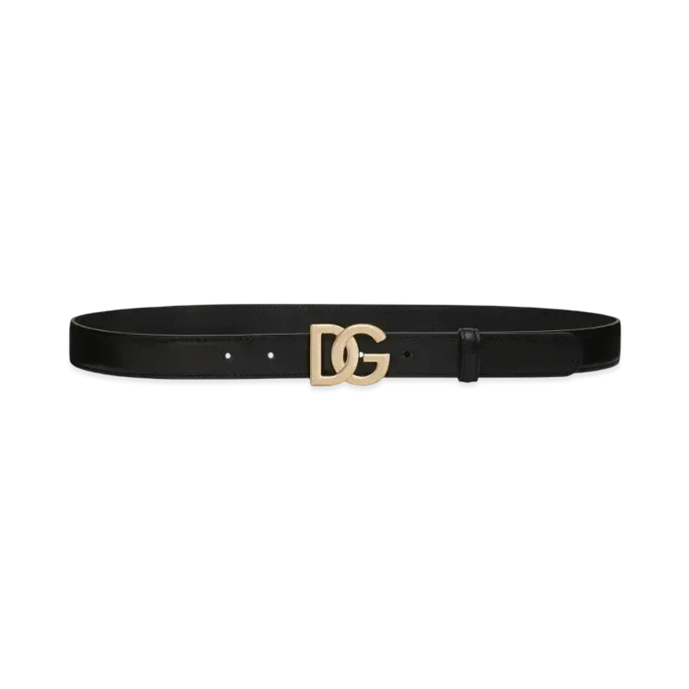 DOLCE&GABBANA Calfskin Belt With DG Logo "Black"