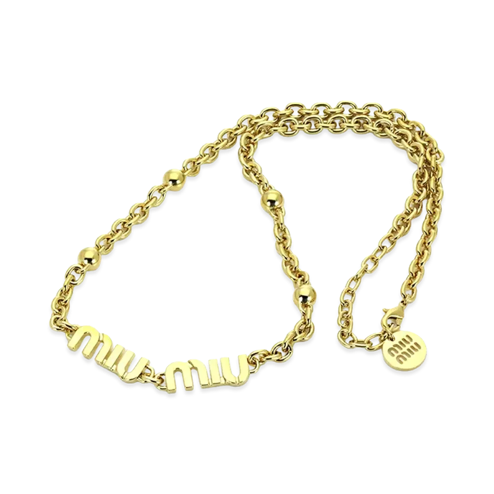 MIU MIU Women's Logo Chain Necklace "Oro"
