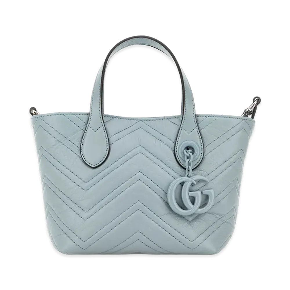 GUCCI Women's Leather Small GG Marmont Handbag "Light Blue"