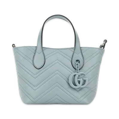 GUCCI Women's Leather Small GG Marmont Handbag "Light Blue"