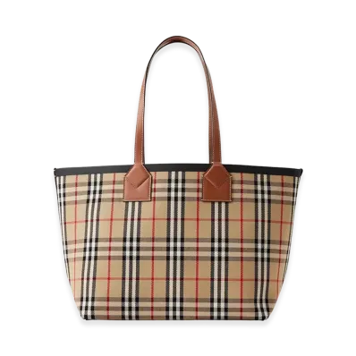 Burberry Women's Embroidered Canvas Medium London Shopping Bag "Beige"