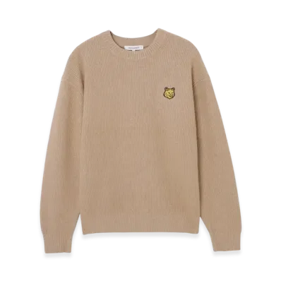 Maison Kitsune Bold Fox Head Patch Comfort Ribbed Jumper "Beige Melange"