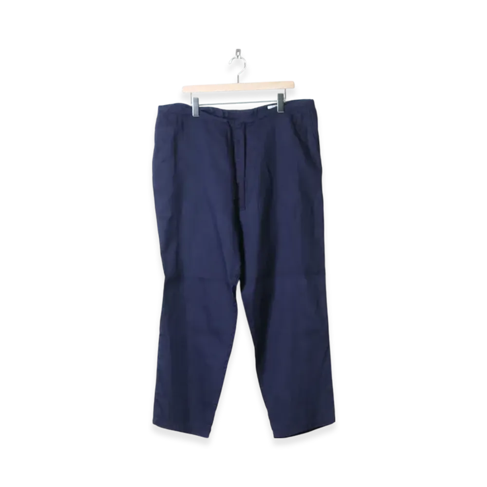 COMOLI Linen Double Cloth Drawstring Pants "French Navy , Charcoal"