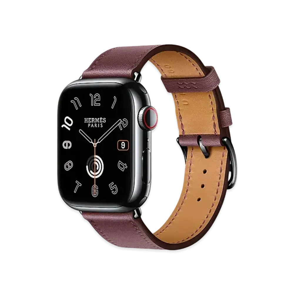 Apple Watch x Hermes Series 9 (GPS + Cellular Model) Space Black 41mm and Single Tour "Bordeaux"