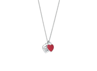 Tiffany & Co. Return to Tiffany Red Double Heart Tag Pendant "Silver"