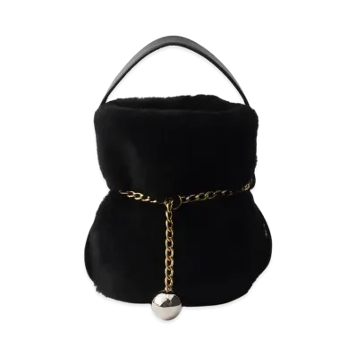 PRADA Petit Sac Noir Shearling x Nappa Leather Mini Bucket Bag "Black"