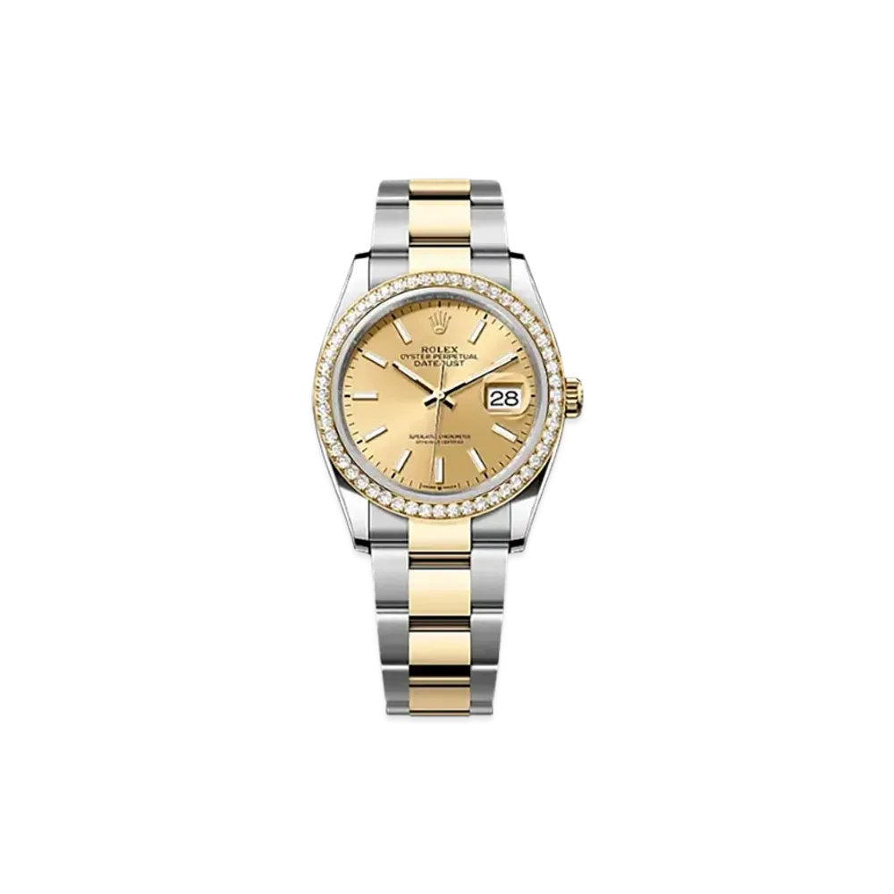 ROLEX Datejust 36mm Oystersteel & Yellow Gold Diamond 126283RBR "Champagne-colour"