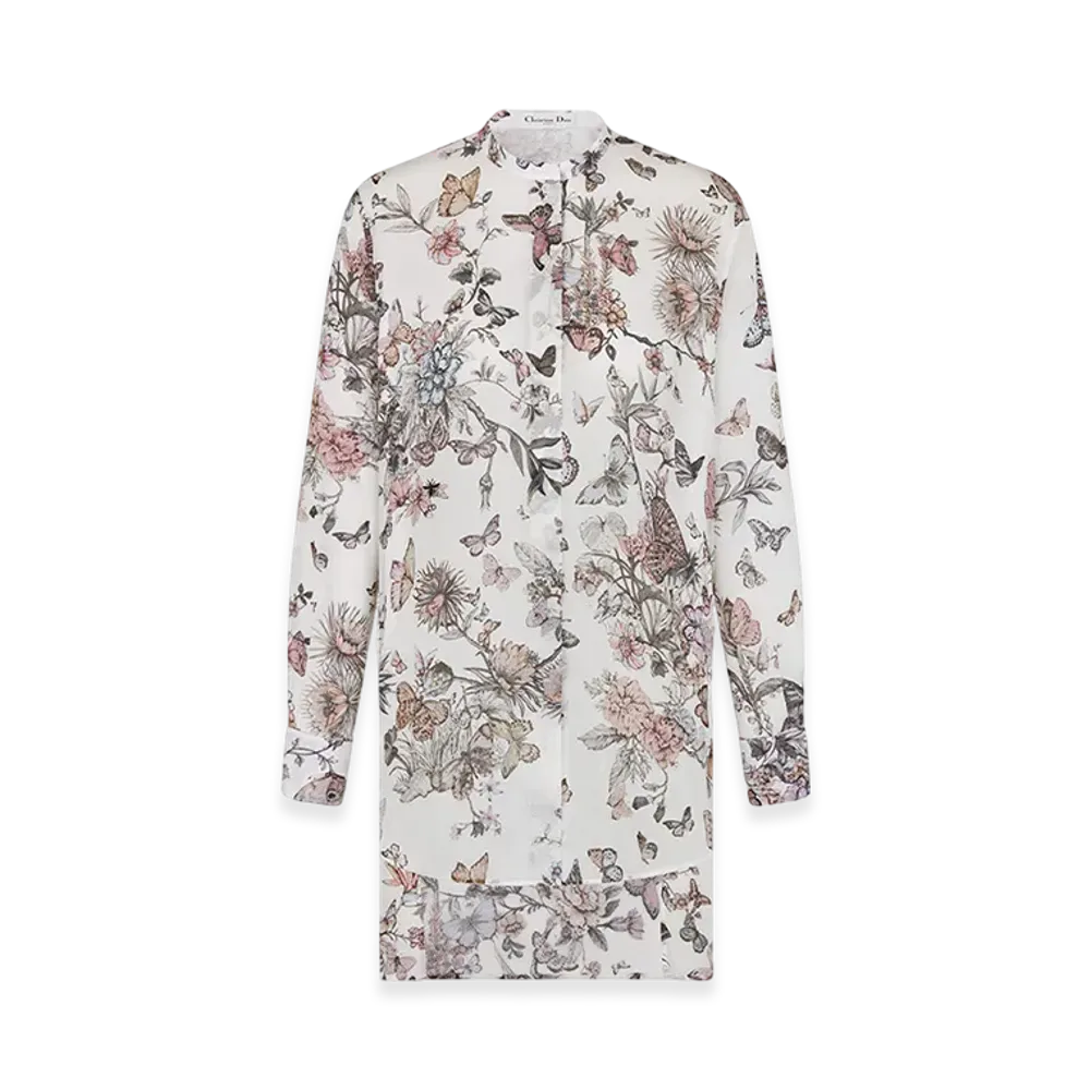 Dior Women's Blouse Voile Toile Mexico Motif "White/Pastel Pink"