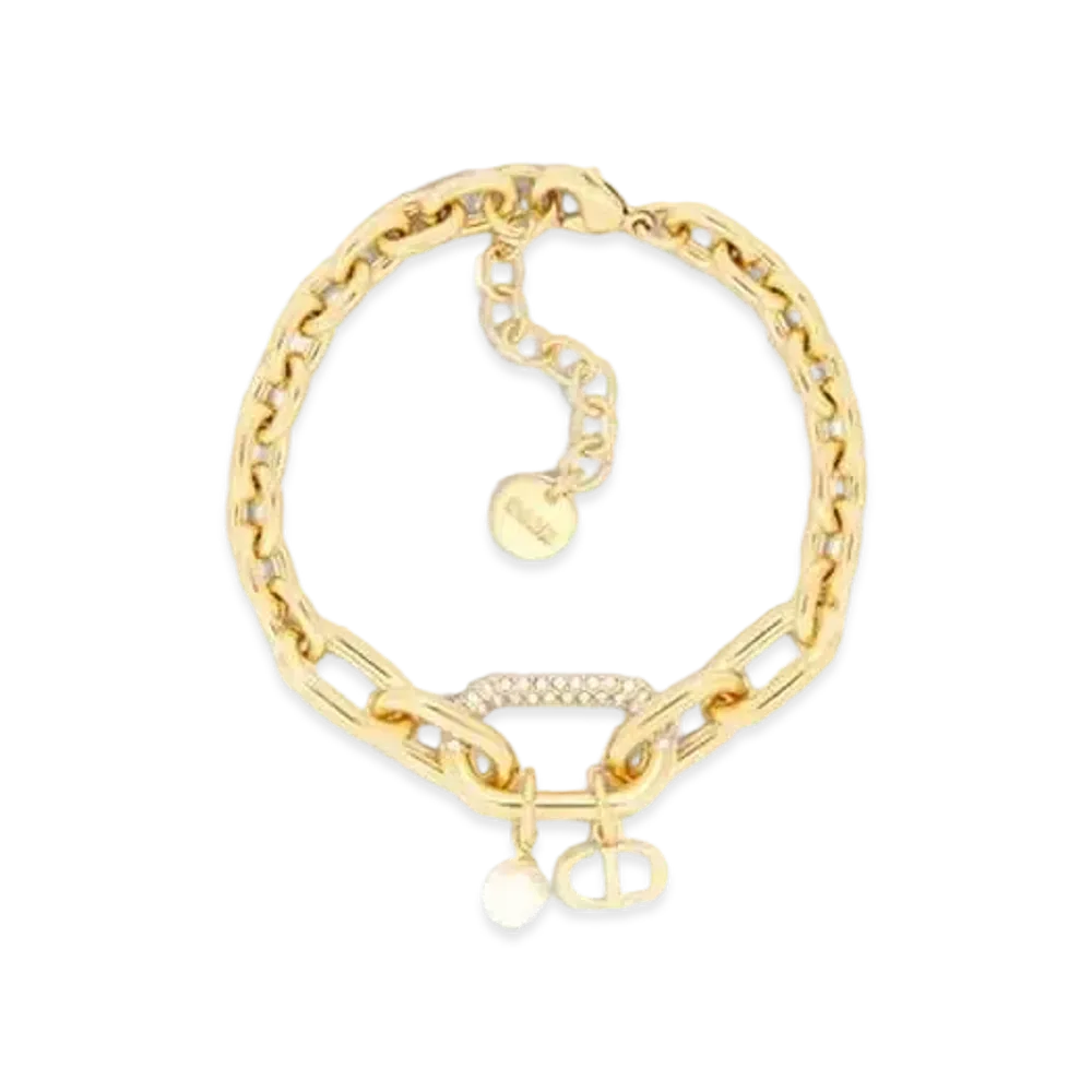 Dior D-Fusion Bracelet Metal with a Resin Pearl and Crystals "Gold/White/Silver"