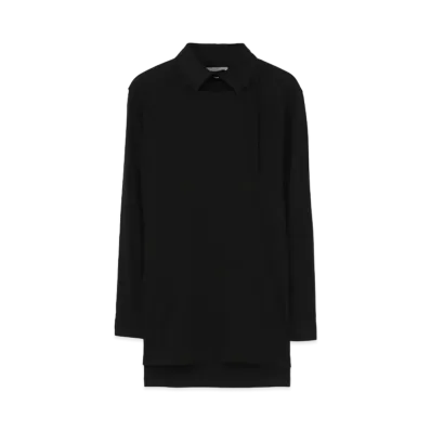 Yohji Yamamoto Pour Homme COMBED YARN COTTON + COTTON TWILL DESIGN COLLAR BLOUSE "Black"