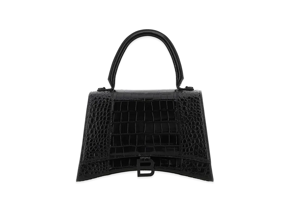 BALENCIAGA Women's Leather Hourglass Handbag "Black"