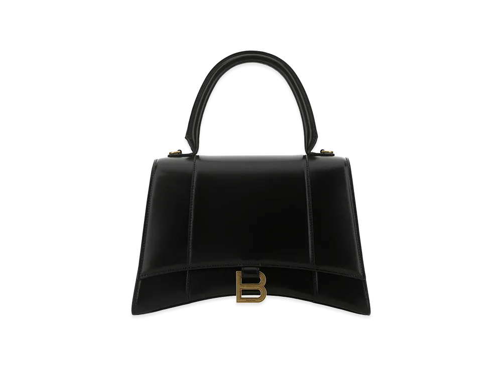 BALENCIAGA Women's Leather Medium Hourglass Handbag "Black"