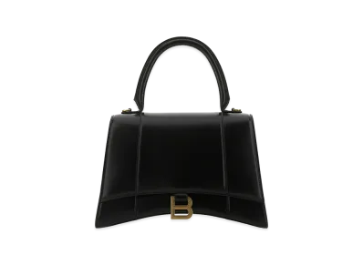 BALENCIAGA Women's Leather Medium Hourglass Handbag "Black"